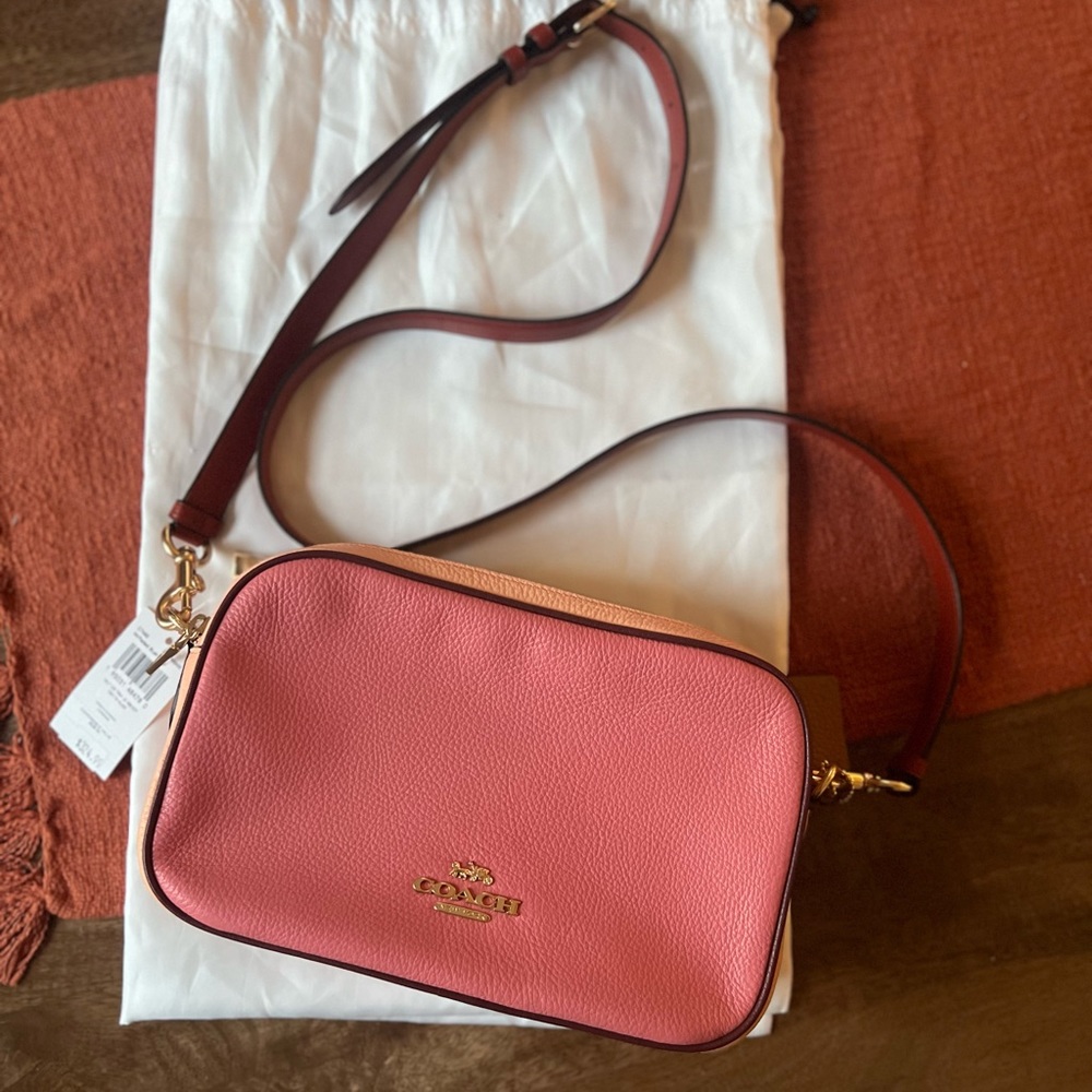COACH Crossbody Leather Bag with 2 Zips in Blush